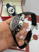 Omega Speedmaster- Couro Preto/Laranja