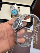 Patek Philippe Nautilus - Clássico - Prata com Fundo Preto