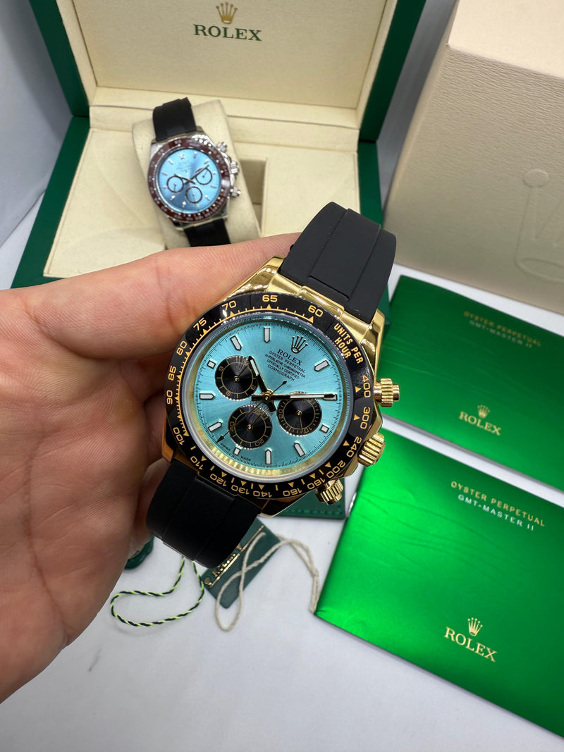 Rolex Daytona / Gold Azul-Turquesa