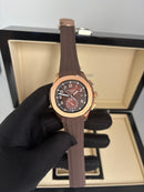 Patek Philippe Aquanaut – Cronógrafo Ouro Rosé Couro Marrom