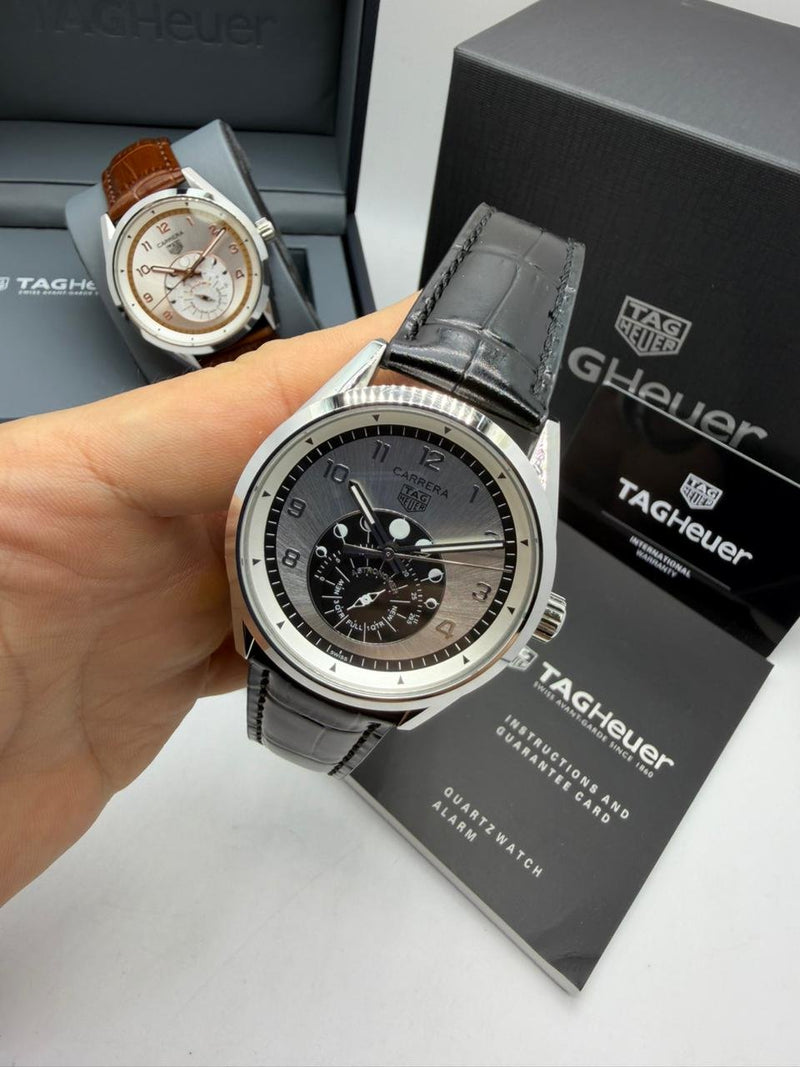 TAG Heuer Carrera – Fase Lunar Prata Couro